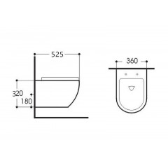 AQ1901-MW ЕВРОПА Унитаз подвесной безободковый 525*360*320мм, тонкое сиденье с механизмом плавного закрывания, крепеж, цвет матовый белый