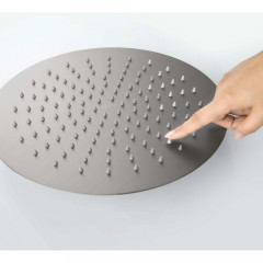 AQ2075BGM круглый верхний душ 300*2 мм, оружейная сталь (шлиф. черный хром)