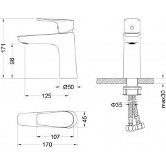 AQ1110CR БЕТТА смеситель для раковины 98, без донного клапана