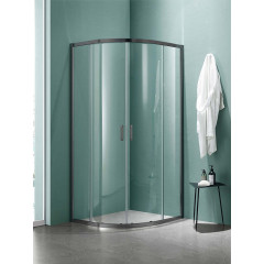 AQ ARI RO 09020GM Душевой уголок 1/4 круга, двери раздвижные 900x900x2000, профиль оружейная сталь, стекло прозрачное
