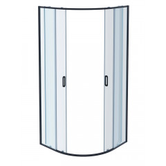 AQ ARI RO 09020GM Душевой уголок 1/4 круга, двери раздвижные 900x900x2000, профиль оружейная сталь, стекло прозрачное