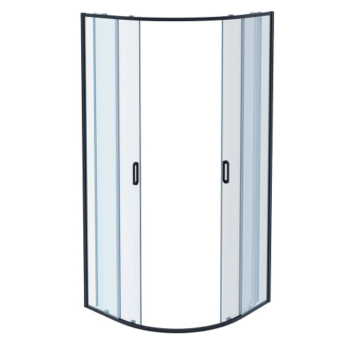 AQ ARI RO 09020GM Душевой уголок 1/4 круга, двери раздвижные 900x900x2000, профиль оружейная сталь, стекло прозрачное