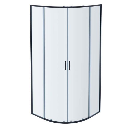 AQ ARI RO 09020GM Душевой уголок 1/4 круга, двери раздвижные 900x900x2000, профиль оружейная сталь, стекло прозрачное