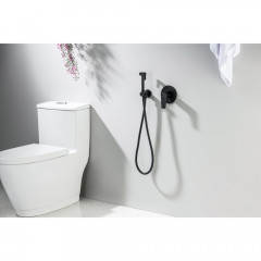 AQ1119MB БЕТТА набор с гигиеническим душем (смеситель + гигиеническая лейка + шланг + шланговое подсоединение с держателем), матовый черный