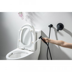 AQ1119MB БЕТТА набор с гигиеническим душем (смеситель + гигиеническая лейка + шланг + шланговое подсоединение с держателем), матовый черный