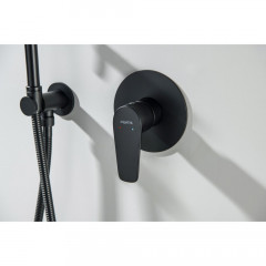 AQ1119MB БЕТТА набор с гигиеническим душем (смеситель + гигиеническая лейка + шланг + шланговое подсоединение с держателем), матовый черный