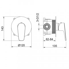AQ1166BGM БЕТТА смеситель для душа 1 режим (внешняя и скрытая часть), оружейная сталь (шлиф. черный хром)