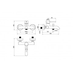 AQ1340BGM ЕВРОПА смеситель для ванны, оружейная сталь (шлиф. черный хром)