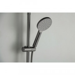 AQ2343BGM ЕВРОПА термостатическая душевая система (смеситель для душа) 220мм, оружейная сталь (шлиф. черный хром)