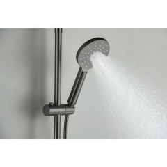 AQ2343BGM ЕВРОПА термостатическая душевая система (смеситель для душа) 220мм, оружейная сталь (шлиф. черный хром)