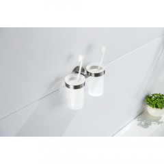 AQ4117BGM ЕВРОПА стакан с держателем двойной, оружейная сталь (шлиф. черный хром)