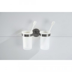 AQ4117BGM ЕВРОПА стакан с держателем двойной, оружейная сталь (шлиф. черный хром)