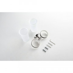 AQ4117BGM ЕВРОПА стакан с держателем двойной, оружейная сталь (шлиф. черный хром)