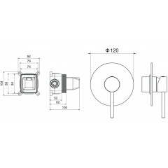 AQ1366CR ЕВРОПА смеситель для душа 1 режим (внешняя и скрытая часть)