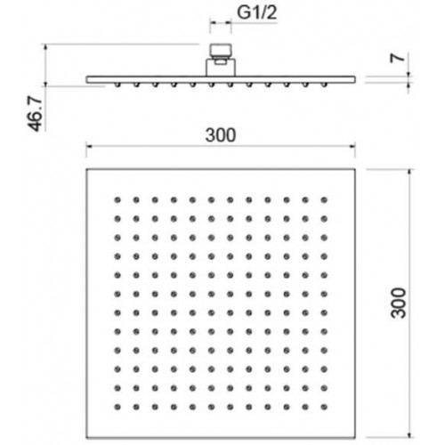 AQ2078MB квадратный верхний душ 300*300*7 мм, матовый черный