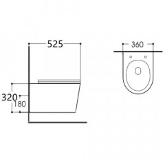 AQ1905-MB ВЕГА Унитаз подвесной безободковый 525*360*320мм, тонкое сиденье с механизмом плавного закрывания, крепеж, цвет матовый черный