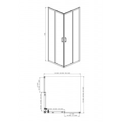 AQ ARI KV 09020CH Душевой уголок квадратный, двери раздвижные 900x900x2000 профиль хром, стекло прозрачное
