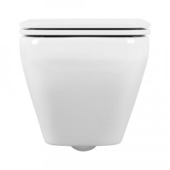 AQ1155-00 ЛИРА Унитаз подвесной безободковый 490*365*320мм, тонкое сиденье с механизмом плавного закрывания, крепеж