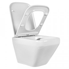 AQ1155-00 ЛИРА Унитаз подвесной безободковый 490*365*320мм, тонкое сиденье с механизмом плавного закрывания, крепеж