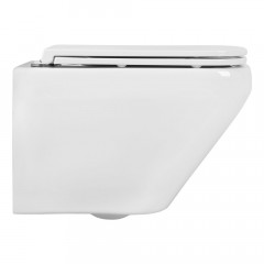 AQ1155-00 ЛИРА Унитаз подвесной безободковый 490*365*320мм, тонкое сиденье с механизмом плавного закрывания, крепеж