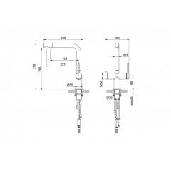 AQ1385BGM ЕВРОПА смеситель для кухни с подключением к фильтру питьевой воды, оружейная сталь (шлиф. черный хром)