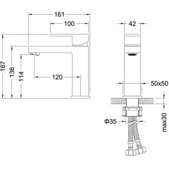 AQ1610CR ЛИБРА смеситель для раковины 114, без донного клапана
