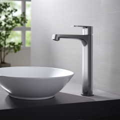 AQ1204CR ОБЕРОН смеситель для раковины высокий 240, без донного клапана