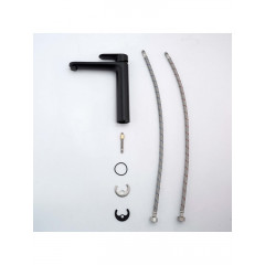 AQ1804MB НИКА смеситель для раковины высокий 190 без донного клапана, матовый черный