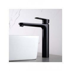 AQ1804MB НИКА смеситель для раковины высокий 190 без донного клапана, матовый черный