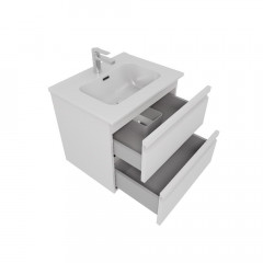 AQ77060-MW Комплект мебели:Тумба 60 см ВЕГА с раковиной AQ0460-00, 2 ящика,цвет белый мат