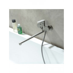 AQ1842BGM НИКА смеситель для ванны с длинным изливом, оружейная сталь