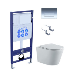 SET AQUATEK ВЕГА-1905-016 (рама AQUATEK Standard INS-0000012 с клавишей KDI-0000016 и крепежом KKI-0000002+унитаз ВЕГА AQ1905-00 с тонким сиденьем sc