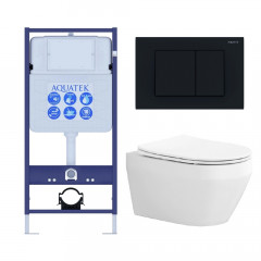 Set AQUATEK ЛЕЯ (рама AQUATEK Standard INS-0000012 с звукоиз.прокладкой+крепеж KKI-0000002+кнопкаKDI-0000012+унитаз ЛЕЯ AQ1199-00 с крышкой-сиденьем