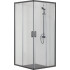 AQ ARI KV 10020BL Душевой уголок квадратный, двери раздвижные 1000x1000x2000 профиль черный, стекло прозрачное