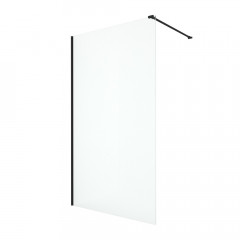 AQ WIW 08020BL Душевая перегородка Walk in с держателем 800x2000 профиль черный, стекло прозрачное