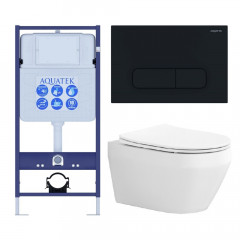 SET AQUATEK ЛЕЯ-017 4в1 (рама AQUATEK Standard INS-0000012+крепеж KKI-0000002+клавиша KDI-0000017+унитаз ЛЕЯ AQ1199-00 с тонким сиденьем soft-close)