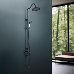 AQ2563MB КЛАССИК термостатическая душевая система (смеситель для душа) 220мм, матовый черный