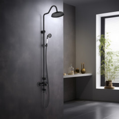 AQ2563MB КЛАССИК термостатическая душевая система (смеситель для душа) 220мм, матовый черный