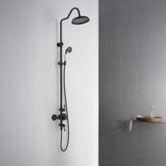 AQ2563MB КЛАССИК термостатическая душевая система (смеситель для душа) 220мм, матовый черный