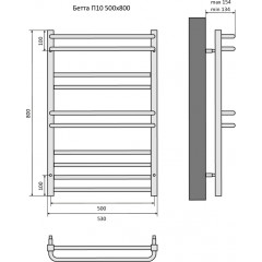 Бетта П10 500х800 Полотенцесушитель Aquatek (черный муар)