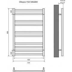 Оберон П10 500х800 Полотенцесушитель Aquatek