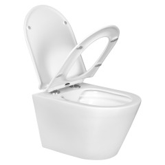 AQ1910-00 Унитаз подвесной безободковый AQUATEK АЛЬФА 520 x 370 x 330 мм + тонкое сиденье с механизмом плавного закрывания