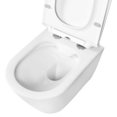 AQ1910-00 Унитаз подвесной безободковый AQUATEK АЛЬФА 520 x 370 x 330 мм + тонкое сиденье с механизмом плавного закрывания