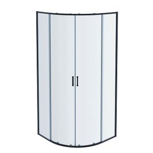 AQ ARI RO 08020BL Душевой уголок 1/4 круга, двери раздвижные 800x800x2000, профиль черный, стекло прозрачное
