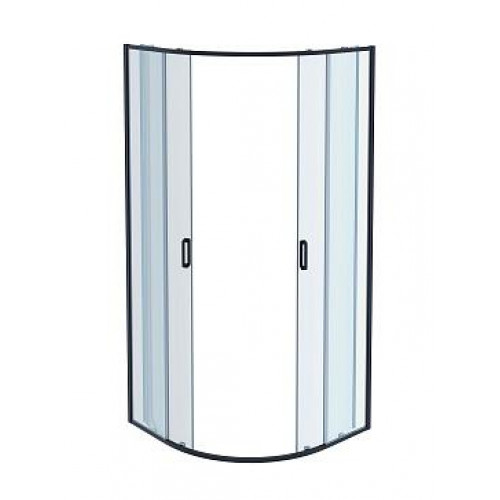 AQ ARI RO 08020BL Душевой уголок 1/4 круга, двери раздвижные 800x800x2000, профиль черный, стекло прозрачное