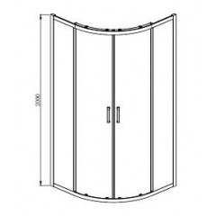 AQ ARI RO 08020BL Душевой уголок 1/4 круга, двери раздвижные 800x800x2000, профиль черный, стекло прозрачное