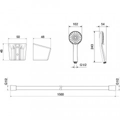 AQ2032BGM БЕТТА душевой набор 100 3 jet, оружейная сталь (шлиф. черный хром)