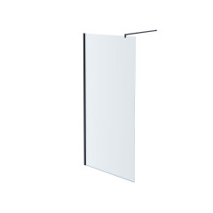 AQ WIW Print 10020BL Душевая перегородка Walk in, с держателем 1000x2000 проф. черный, стекло прозрачное черный принт