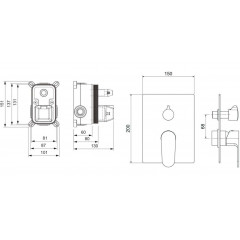 AQ1246MB ОБЕРОН смеситель для ванны 2 режима (внешняя и скрытая часть), матовый черный