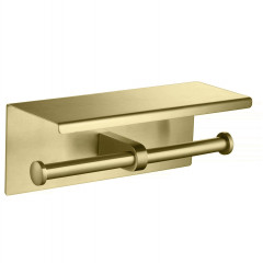 AQ4909BG ОБЕРОН бумагодержатель двойной с полкой, шлиф. золото